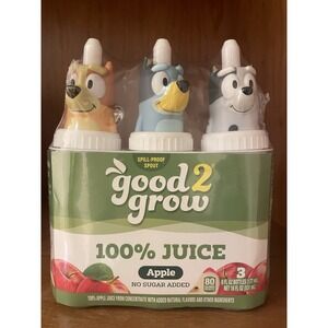 NOS Bluey Good 2 Grow Juice W/ Topper BLUEY, BINGO And MUFFIN Set of 3